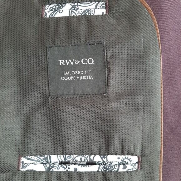 RW&CO nwot - Tailored Fit Blazer Jacket Deep Plum Purple Men's Sz 40 - Picture 11 of 13